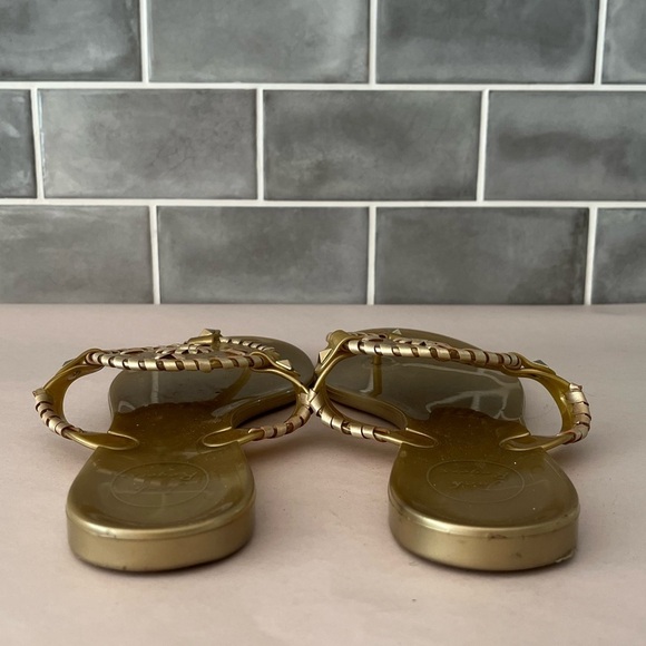 Jack Rogers Gold Rubber Medallion Sandals Boho Beachy Coastal Summer Vacation 9 - Picture 3 of 10